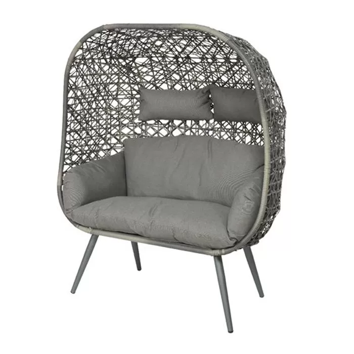 Palermo Wicker Double Standing Egg Chair – Light Grey 4 Palermo Wicker Double Standing Egg Chair – Light Grey - Image 4