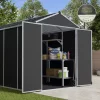 Palram - Canopia Rubicon 6x10 Apex Dark Grey Plastic Shed With Floor