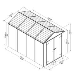 Palram - Canopia Rubicon 6x10 Apex Dark Grey Plastic Shed With Floor -Garden Shop palram canopia rubicon 6x10 apex dark grey plastic shed with floor7290108603415 01t BQ
