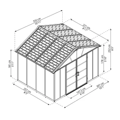 Palram - Canopia Yukon 11x13.1 Apex Dark Grey Plastic Shed -Garden Shop palram canopia yukon 11x13 1 apex dark grey plastic shed7290108137293 01t BQ