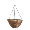 Panacea Fern & Rope Natural Round Rattan Hanging Basket, 35cm
