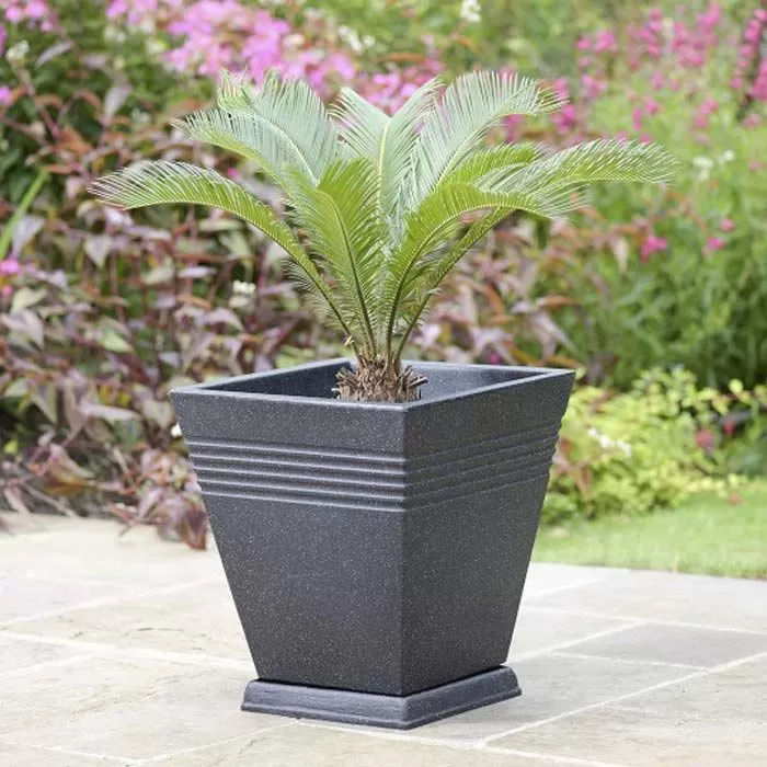 Stewart Garden Piazza Square Planter, Granite - 34cm 2 Stewart Garden Piazza Square Planter, Granite - 34cm - Image 2