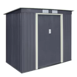 Rowlinson Trentvale 6x4 Pent Dark Grey Metal Shed -Garden Shop rowlinson trentvale 6x4 pent dark grey metal shed5013856206200 03c bq