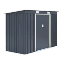 Rowlinson Trentvale 8x4 Pent Dark Grey Metal Shed -Garden Shop rowlinson trentvale 8x4 pent dark grey metal shed5013856206323 03c bq