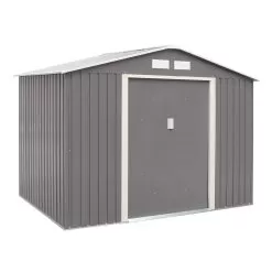 Rowlinson Trentvale 8x6 Apex Light Grey Metal Shed -Garden Shop rowlinson trentvale 8x6 apex light grey metal shed5013856206217 03c bq