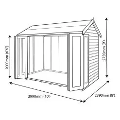 Shire Blenheim 10x8 Apex Shiplap Wooden Summer House With Bi-fold Door - Assembly Service Included -Garden Shop shire blenheim 10x8 apex shiplap wooden summer house with bi fold door assembly service included5019804111213 03t