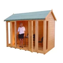 Shire Blenheim 10x8 Apex Shiplap Wooden Summer House With Bi-fold Door
