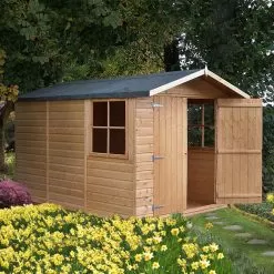 Shire Guernsey 7x10 Ft Apex Shiplap Wooden 2 Door 2 Windows Shed With Floor (Base Included) -Garden Shop shire guernsey 7x10 ft apex shiplap wooden 2 door 2 windows shed with floor base included 5019804710508 04bq