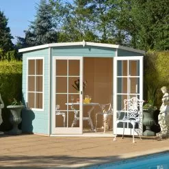 Shire Hampton 7x7 Toughened Glass Pent Shiplap Wooden Summer House - Base Not Included -Garden Shop shire hampton 7x7 toughened glass pent shiplap wooden summer house base not included5019804111121 03i bq