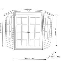 Shire Hampton 8x8 Glass Pent Shiplap Wooden Summer House - Base Not Included -Garden Shop shire hampton 8x8 glass pent shiplap wooden summer house base not included5019804889839 03t