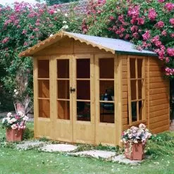 Shire Kensington 7x7 Glass Apex Shiplap Wooden Summer House - Base Included -Garden Shop shire kensington 7x7 glass apex shiplap wooden summer house base included5019804198504 01i bq