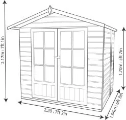Shire Lumley 7x5 Toughened Glass Apex Shiplap Wooden Summer House - Base Not Included -Garden Shop shire lumley 7x5 toughened glass apex shiplap wooden summer house base not included5019804210824 01t