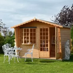 Shire Sandringham 10x6 Glass Apex Shiplap Wooden Summer House - Base Not Included -Garden Shop shire sandringham 10x6 glass apex shiplap wooden summer house base not included5019804691487 01i bq