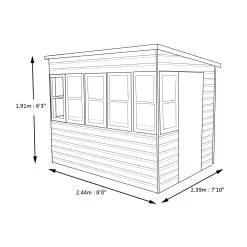 Shire Sun 8x8 Glass Pent Shiplap Wooden Summer House - Base Not Included -Garden Shop shire sun 8x8 glass pent shiplap wooden summer house base not included5019804112029 01t