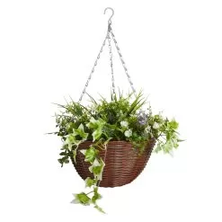 Smart Garden Easy Artificial Purple & White Round Plastic Hanging Basket, 30cm
