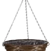 Smart Garden Faux Rattan Brown Round Plastic Hanging Basket, 35cm