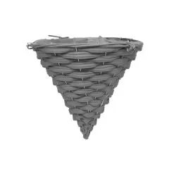 Smart Garden Faux Rattan Grey Cone Plastic Hanging Basket, 35cm