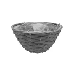 Smart Garden Faux Rattan Grey Round Plastic Hanging Basket, 35cm