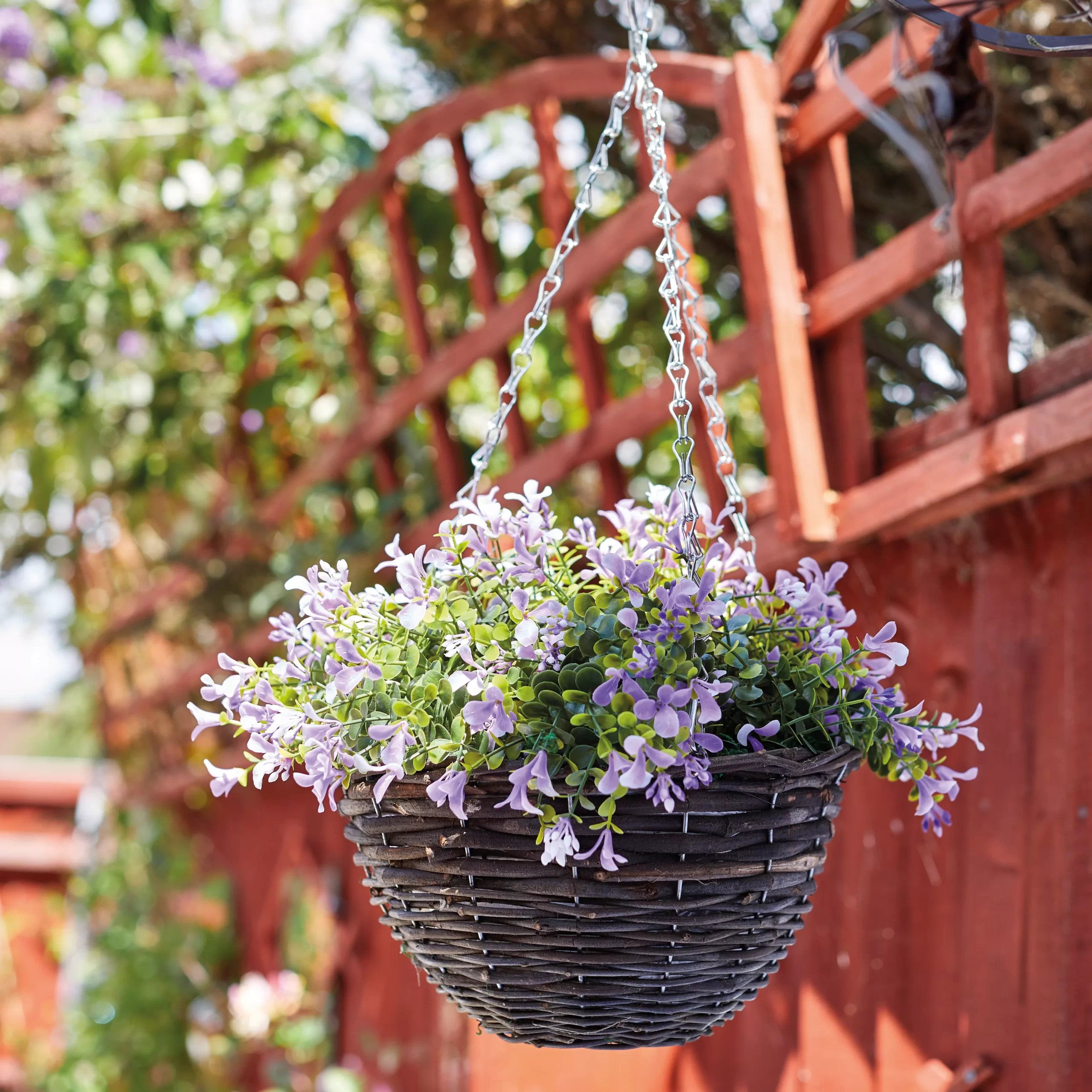 Smart Garden Pansy Artificial Lilac & Green Round Plastic Hanging Basket, 25cm 2 Smart Garden Pansy Artificial Lilac & Green Round Plastic Hanging Basket, 25cm - Image 2