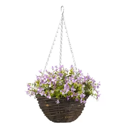 Smart Garden Pansy Artificial Lilac & Green Round Plastic Hanging Basket, 25cm
