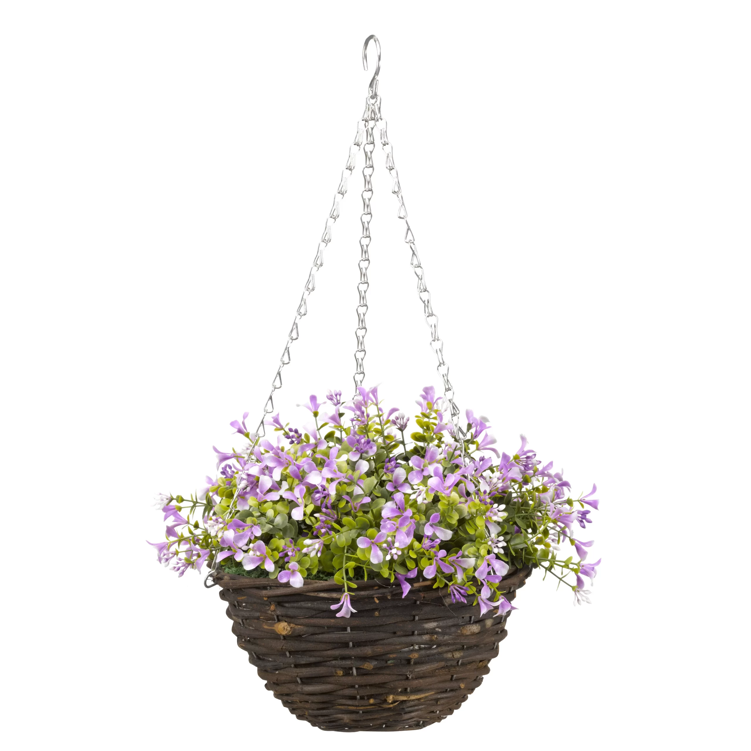 Smart Garden Pansy Artificial Lilac & Green Round Plastic Hanging Basket, 25cm 1 Smart Garden Pansy Artificial Lilac & Green Round Plastic Hanging Basket, 25cm
