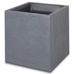 Verve Dallas Dark Grey Slate Effect Plastic Square Plant Pot (Dia)40cm